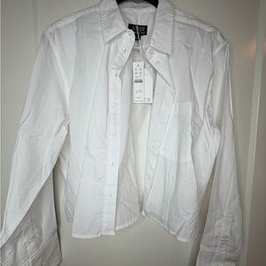 J. Crew Women's Crop Button Down Shirt in white poplin sz 4 New with Tags